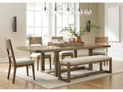 Cabalynn Extendable Dining Table, 4 Chairs & Bench In Light Brown