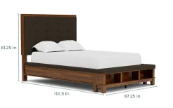 Cagney Upholstered Panel Bed W/ Storage, Dresser, Mirror & Nightstand In Gray, Queen