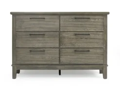 Cagney Upholstered Panel Bed W/ Storage, Dresser, Mirror & Nightstand In Gray, Queen