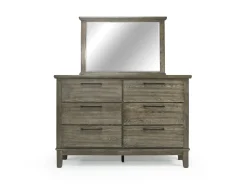 Cagney Upholstered Panel Bed W/ Storage, Dresser, Mirror & Nightstand In Gray, Queen