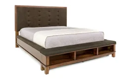 Cagney Upholstered Panel Bed W/ Storage In Gray, Queen