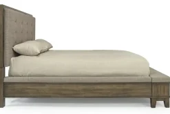 Cagney Upholstered Panel Bed W/ Storage In Gray, Queen