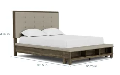 Cagney Upholstered Panel Bed W/ Storage In Gray, Queen