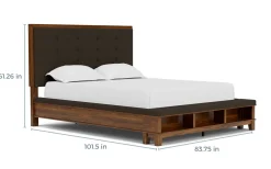 Cagney Upholstered Panel Bed W/ Storage In Gray, Queen