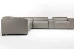 Cam 6 Piece 2 Power Theater Sectional W/ 2 Power Armless Recliner & Immersive Sound In Ajax Smoke Leather