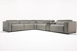 Cam 6 Piece 2 Power Theater Sectional W/ Immersive Sound In Ajax Smoke Leather