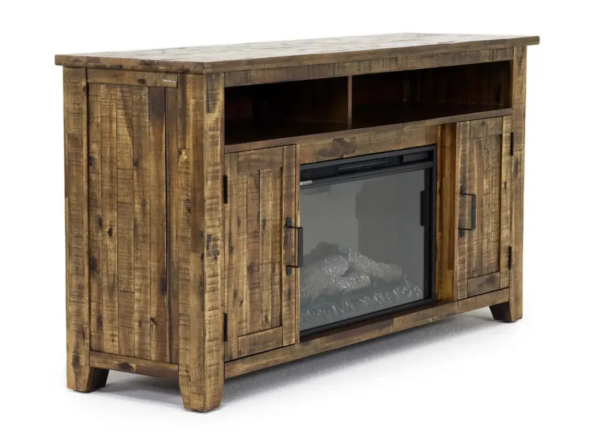 Cannon Valley Fireplace Console In Brown