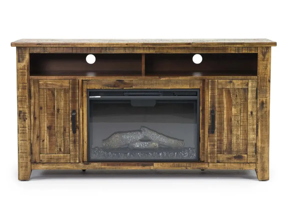 Cannon Valley Fireplace Console In Brown