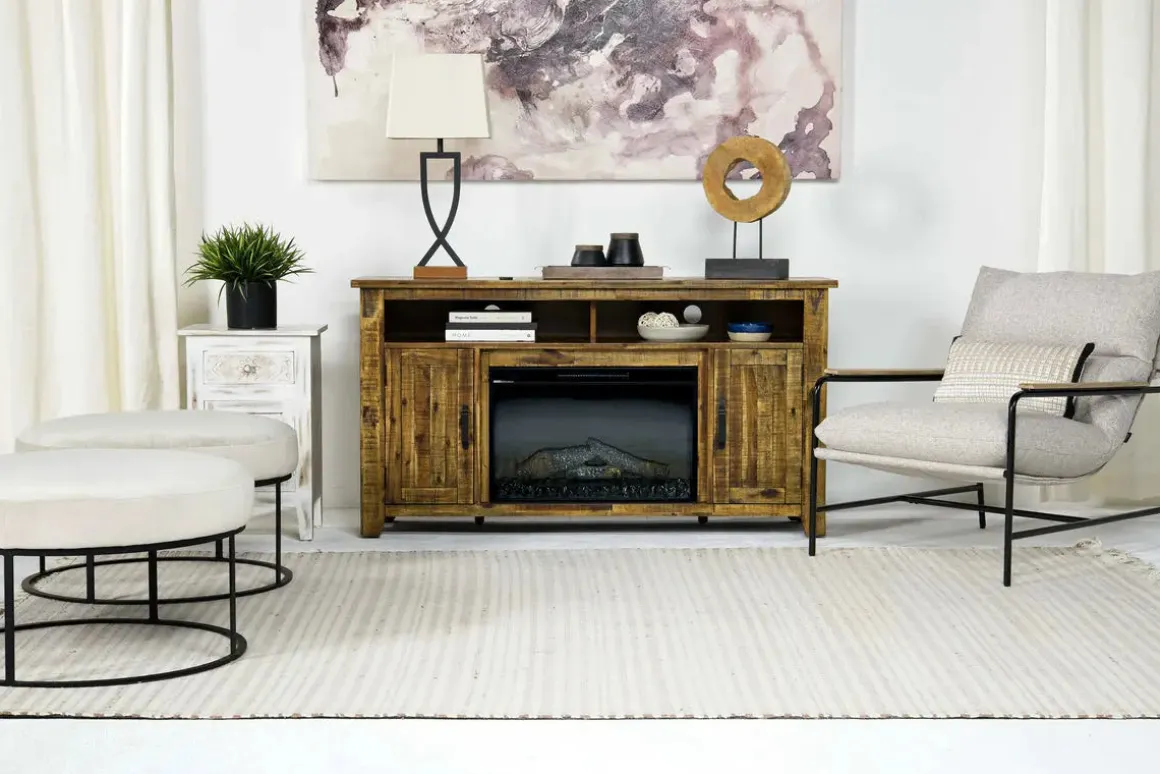 Cannon Valley Fireplace Console In Brown