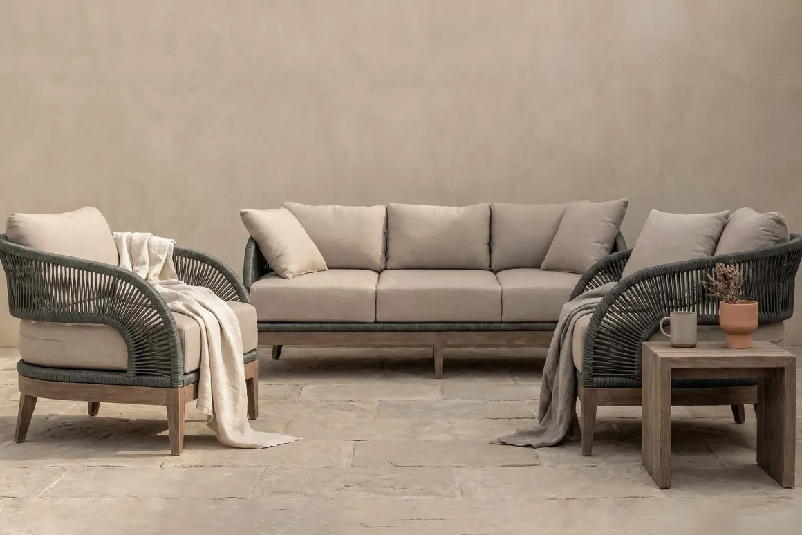 Capri Outdoor Lounge Chair In Taupe