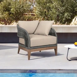 Capri Outdoor Lounge Chair In Taupe