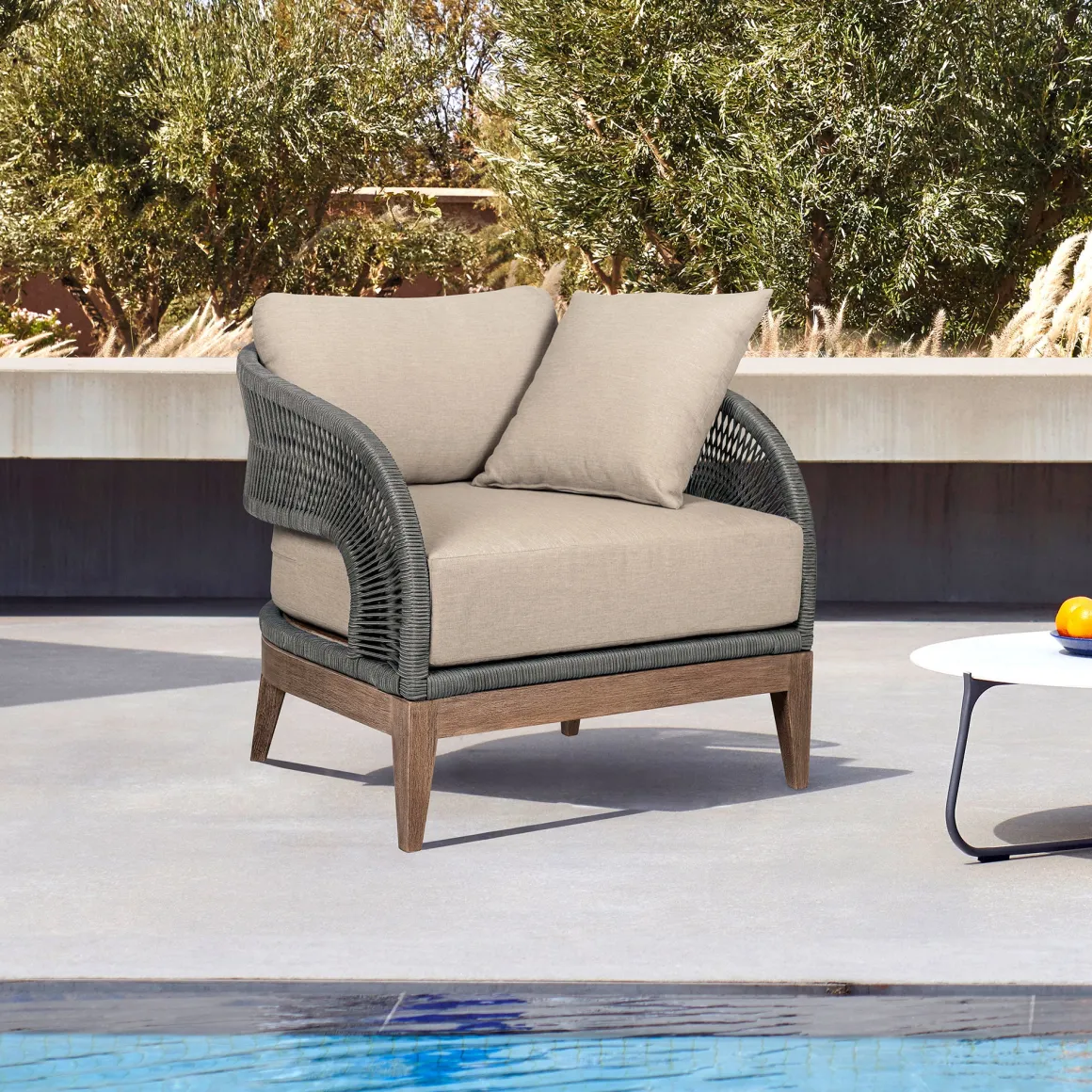 Capri Outdoor Lounge Chair In Taupe