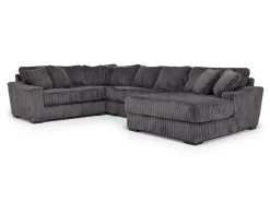 Casper 4 Piece Loveseat Chaise Sectional In Pony Slate, Left Facing