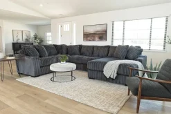 Casper 4 Piece Loveseat Chaise Sectional In Pony Slate, Left Facing