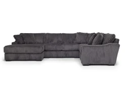 Casper 4 Piece Loveseat Chaise Sectional In Pony Slate, Left Facing