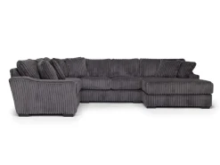 Casper 4 Piece Loveseat Chaise Sectional In Pony Slate, Left Facing