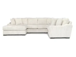 Casper 4 Piece Loveseat Chaise Sectional In Pony Slate, Left Facing
