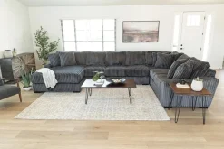 Casper 4 Piece Sofa Chaise Sectional In Pony Slate, Left Facing