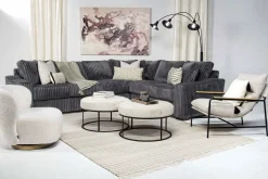 Casper 3 Piece Sofa Sectional In Pony Slate, Left Facing