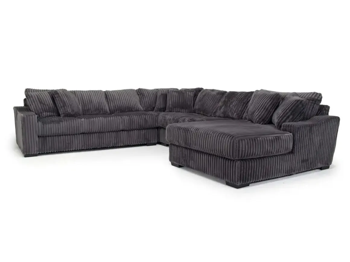 Casper 4 Piece Xl Loveseat Chaise Sectional In Pony Slate, Left Facing