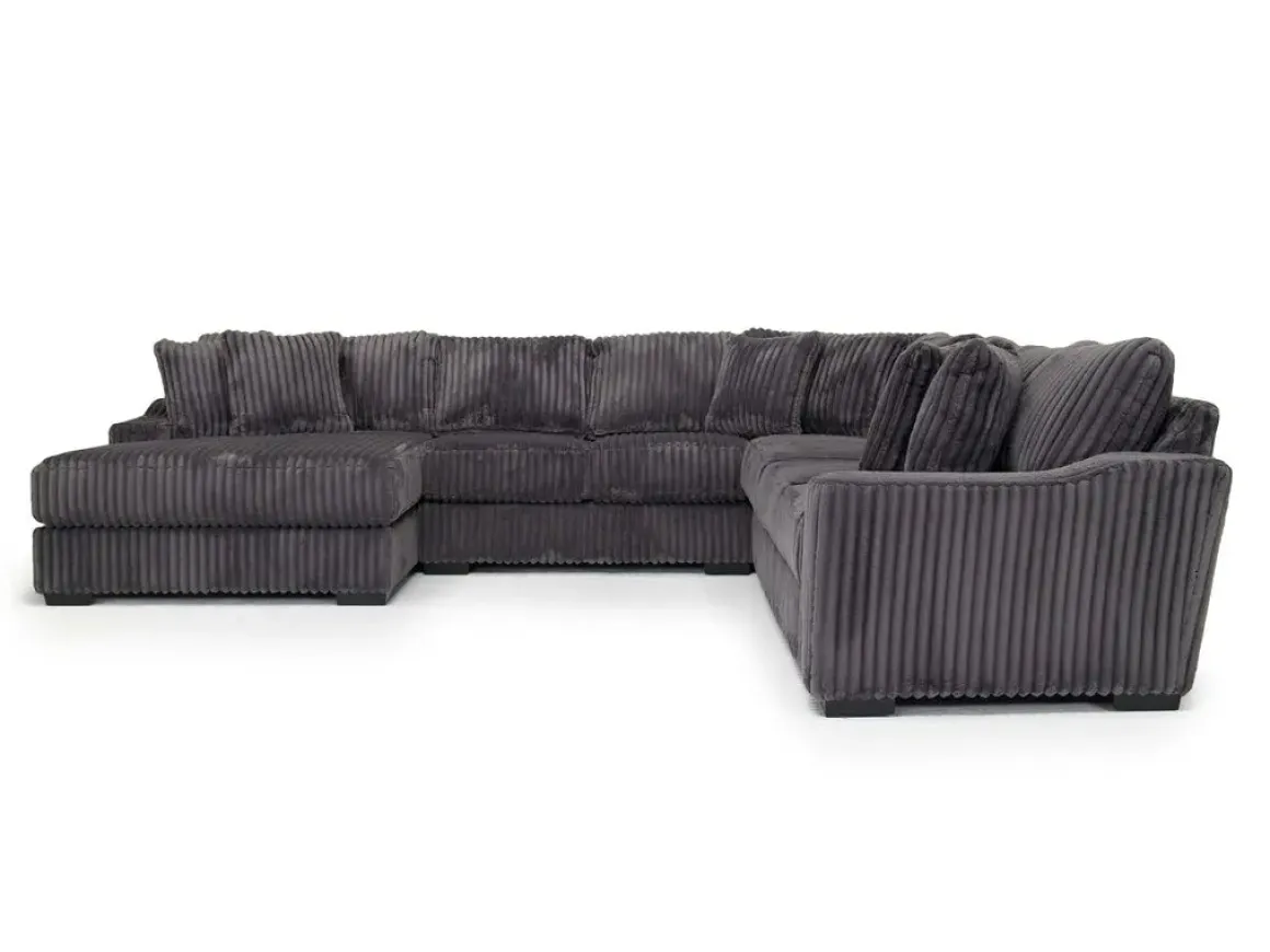 Casper 4 Piece Xl Loveseat Chaise Sectional In Pony Slate, Left Facing