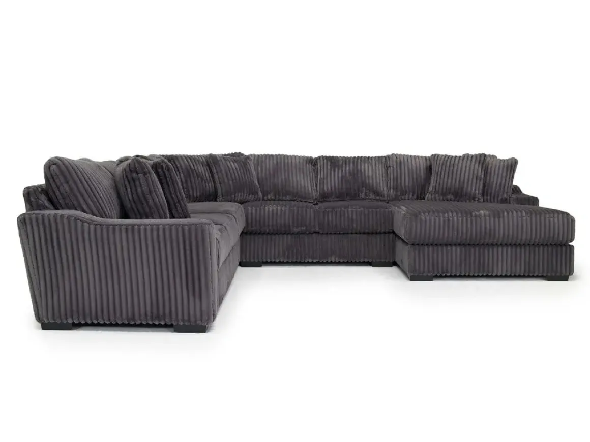 Casper 4 Piece Xl Loveseat Chaise Sectional In Pony Slate, Left Facing