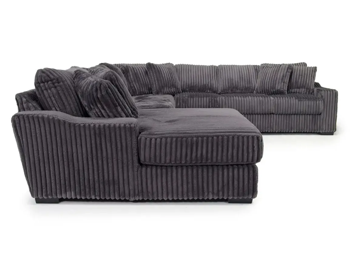 Casper 4 Piece Xl Loveseat Chaise Sectional In Pony Slate, Left Facing