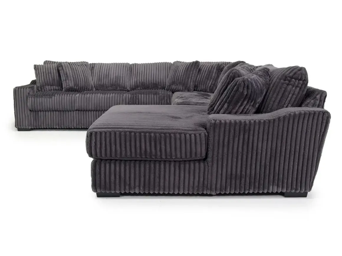 Casper 4 Piece Xl Loveseat Chaise Sectional In Pony Slate, Left Facing