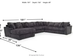 Casper 4 Piece Xl Sofa Chaise Sectional In Pony Slate, Left Facing