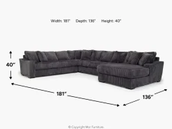 Casper 4 Piece Xl Sofa Chaise Sectional In Pony Slate, Left Facing