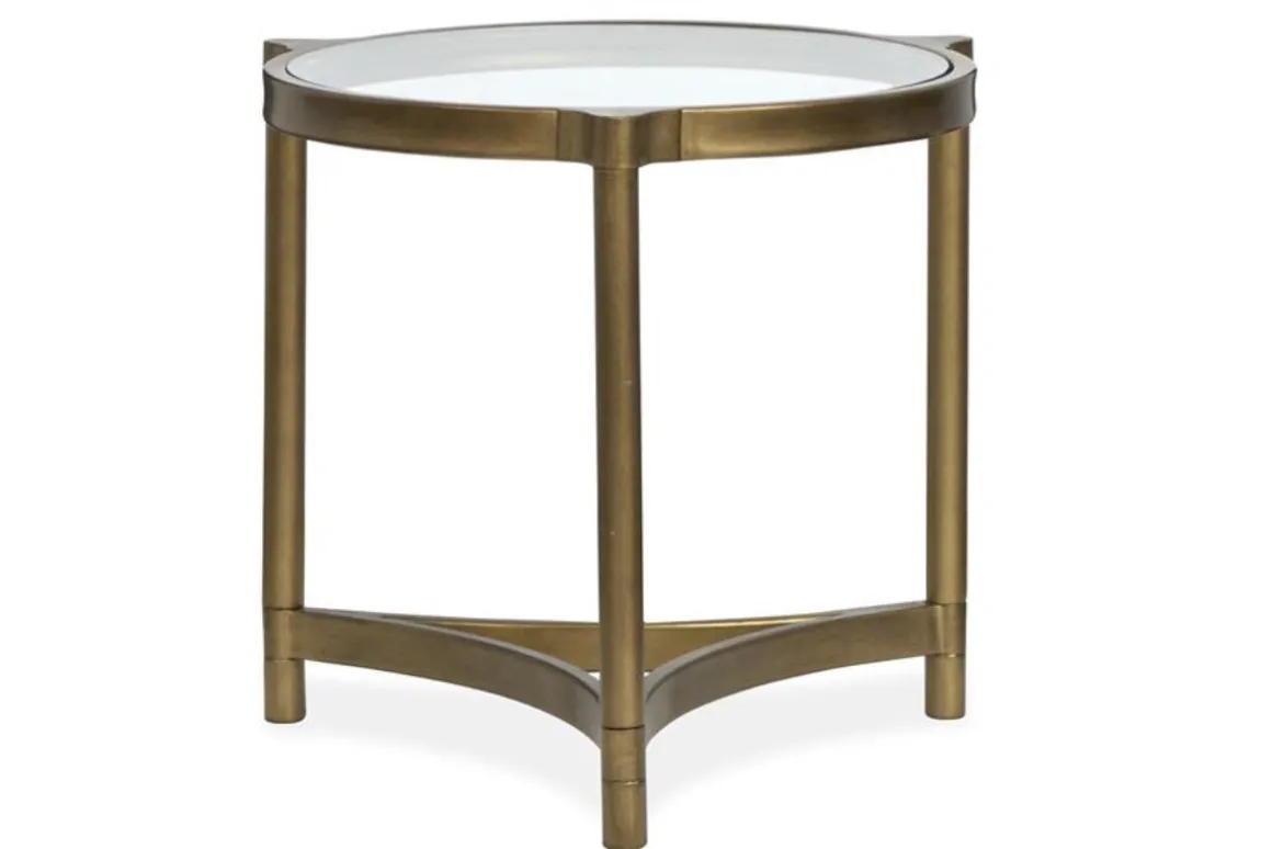 Cassidy Round End Table In Aged Brass