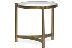 Cassidy Round End Table In Aged Brass