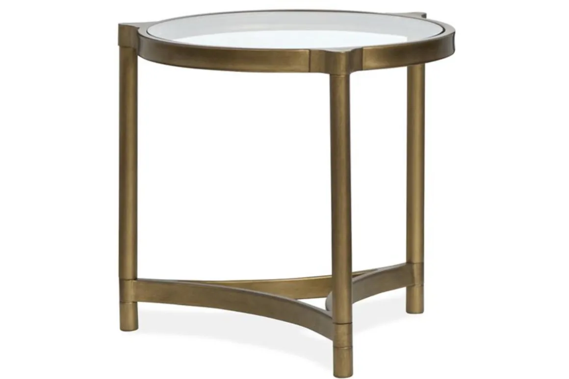 Cassidy Round End Table In Aged Brass