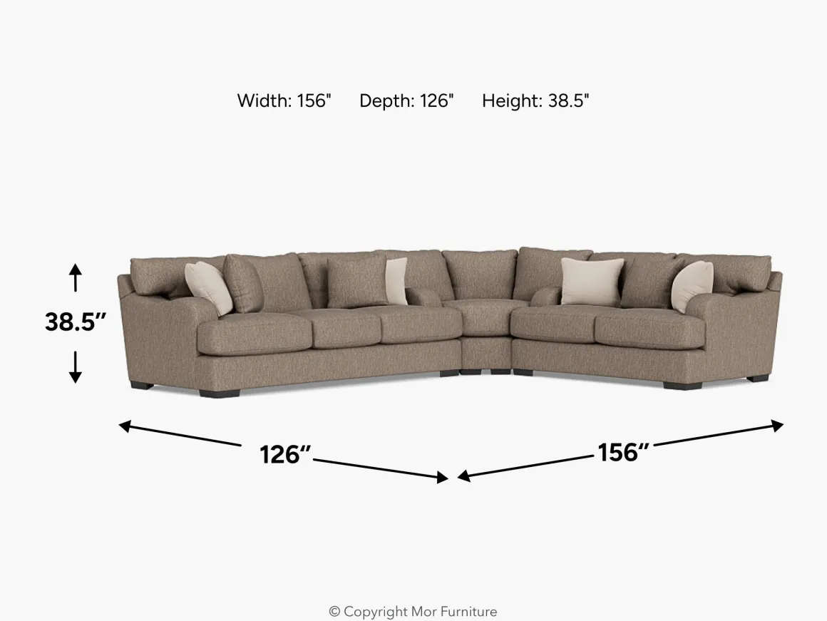 Catamaran 3 Piece Reversible Chaise Sectional In Coconut Stone