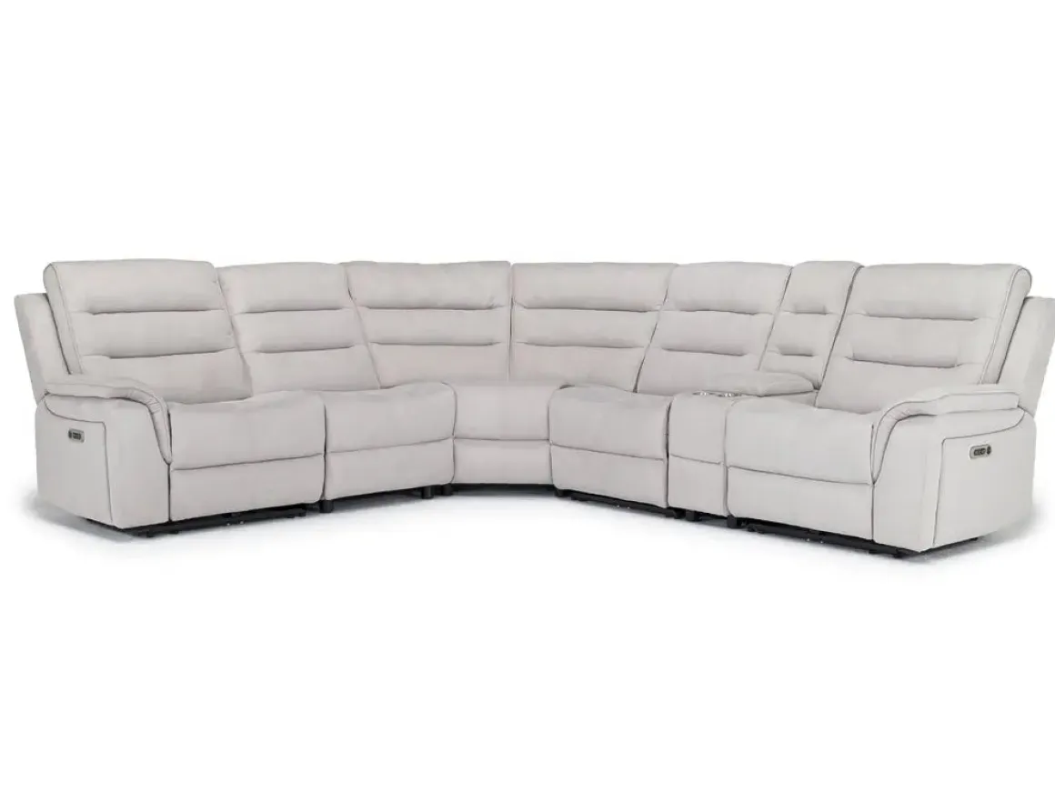 Chanell 6 Piece 2 Power Sectional In New Nappa Gray
