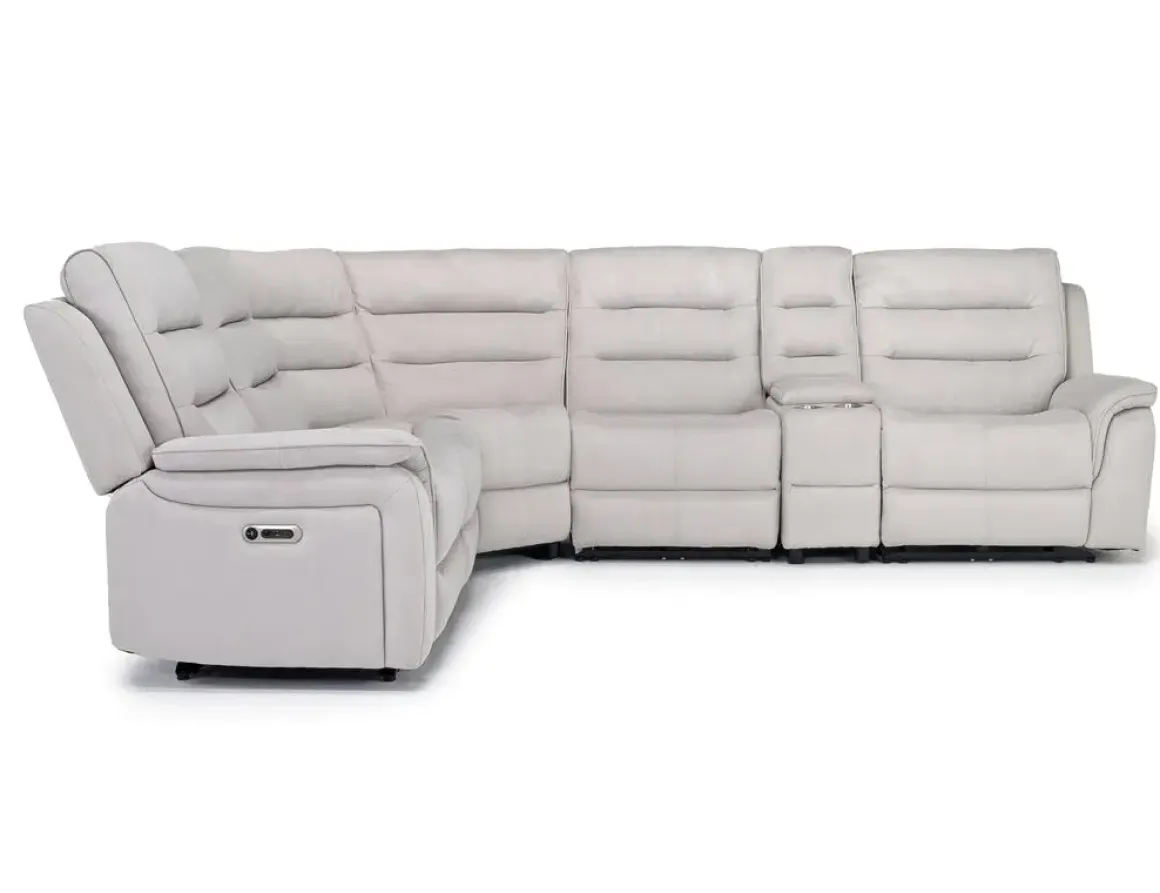 Chanell 6 Piece 2 Power Sectional In New Nappa Gray
