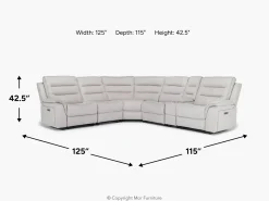 Chanell 6 Piece 2 Power Sectional In New Nappa Gray