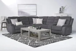 Chanell 6 Piece 2 Power Sectional W/ 2 Power Armless Recliner In New Nappa Gray