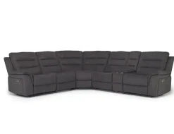 Chanell 6 Piece 2 Power Sectional W/ 2 Power Armless Recliner In New Nappa Gray