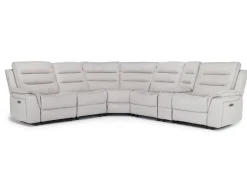 Chanell 6 Piece 2 Power Sectional W/ 2 Power Armless Recliner In New Nappa Gray