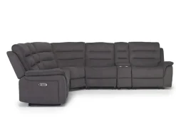Chanell 6 Piece 2 Power Sectional W/ 2 Power Armless Recliner In New Nappa Gray