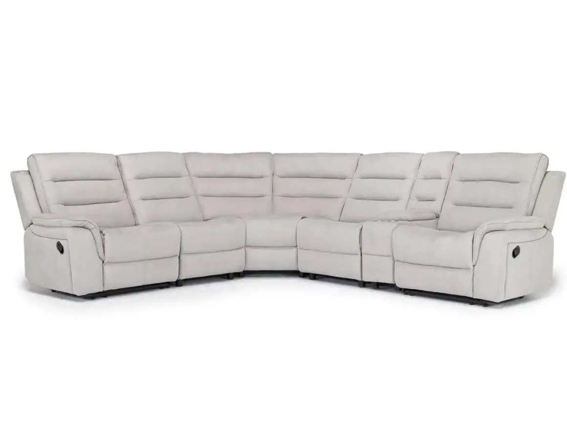 Chanell 6 Piece Reclining Sectional In New Nappa Gray