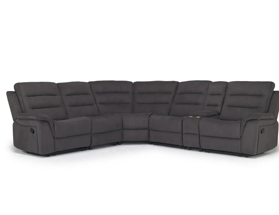 Chanell 6 Piece Reclining Sectional In New Nappa Gray