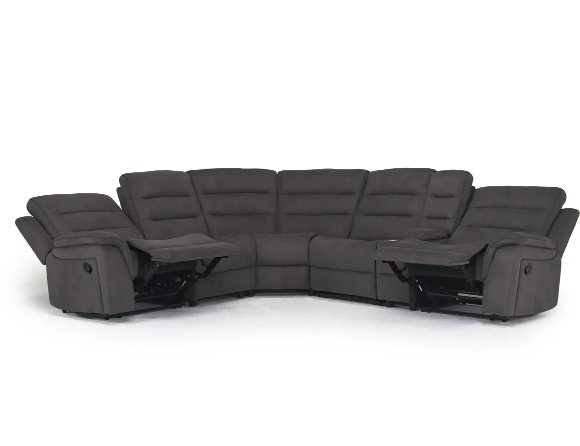 Chanell 6 Piece Reclining Sectional In New Nappa Gray