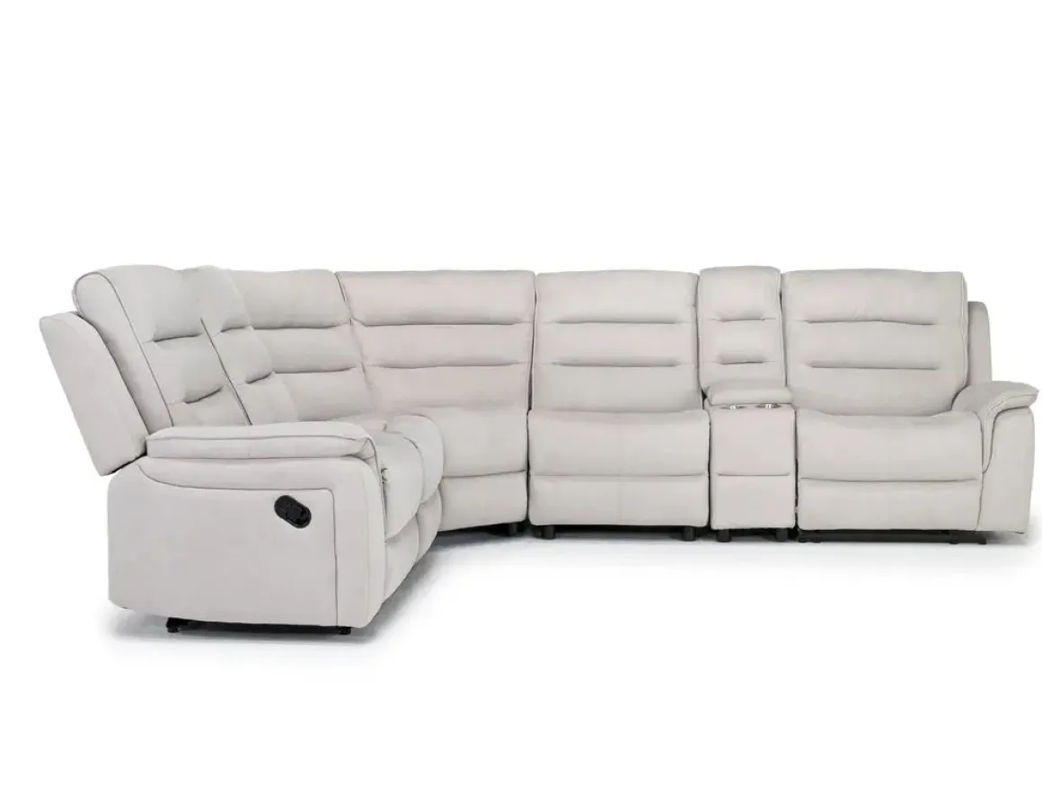 Chanell 6 Piece Reclining Sectional In New Nappa Gray