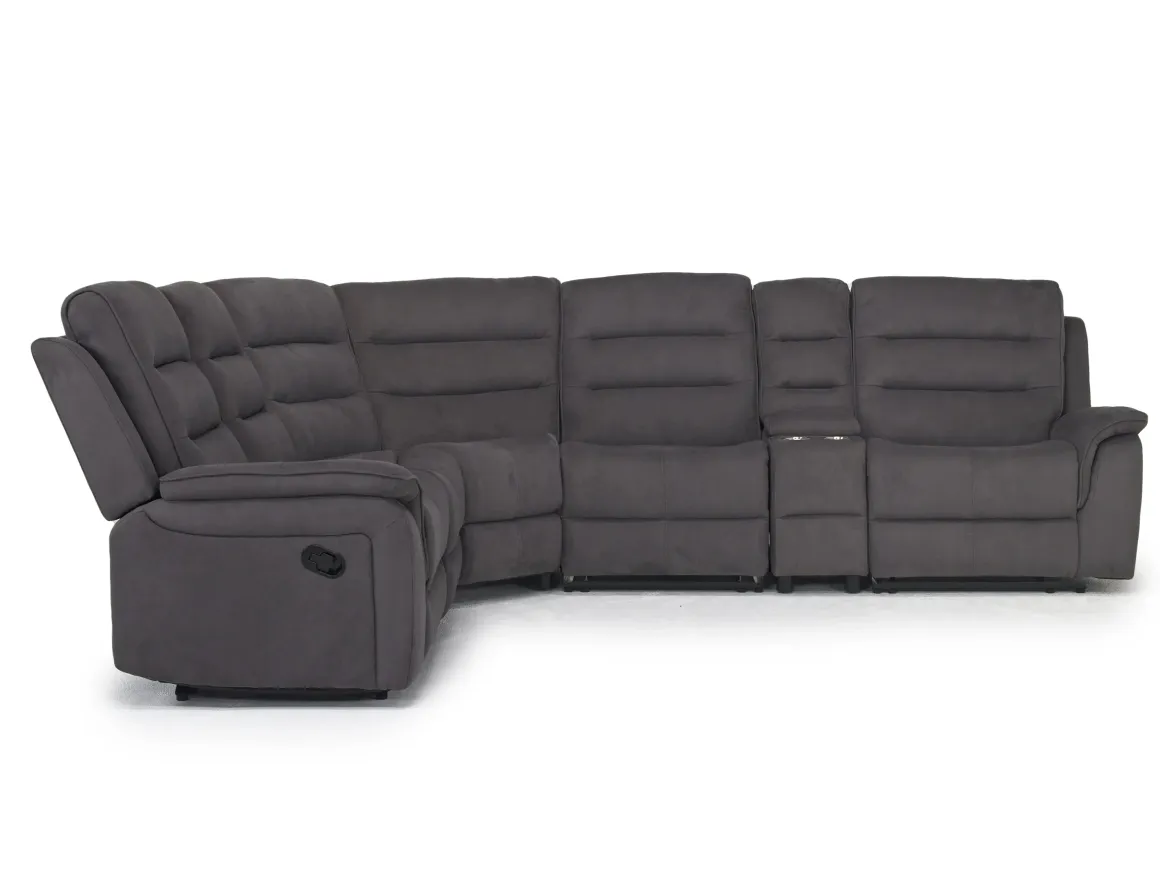 Chanell 6 Piece Reclining Sectional In New Nappa Gray