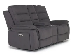 Chanell 2 Power Console Loveseat In New Nappa Gray