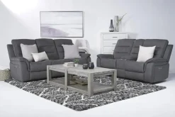 Chanell 2 Power Console Loveseat In New Nappa Gray