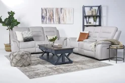 Chanell 2 Power Console Loveseat In New Nappa Gray