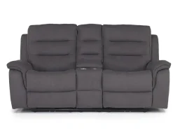 Chanell 2 Power Console Loveseat In New Nappa Gray